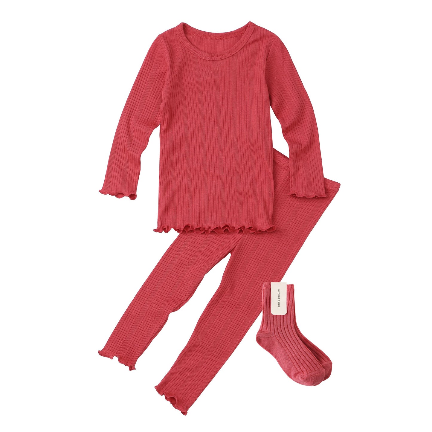 Withorganic Long Sleeve Pajama - Ribbed Knit 3pcs