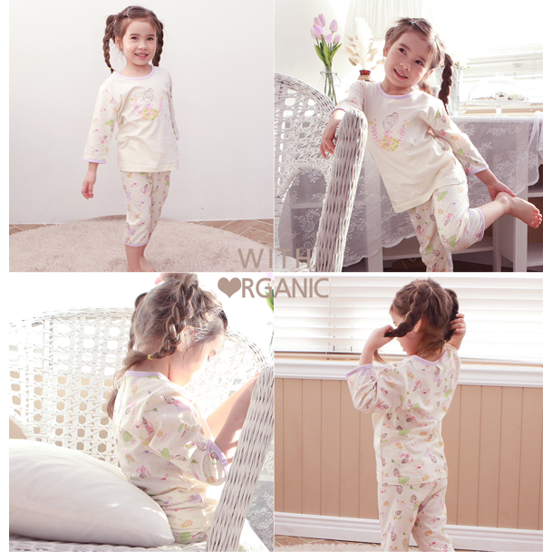 Withorganic Three Quarter Sleeve Pajama Set - Laurel Princess 2pcs