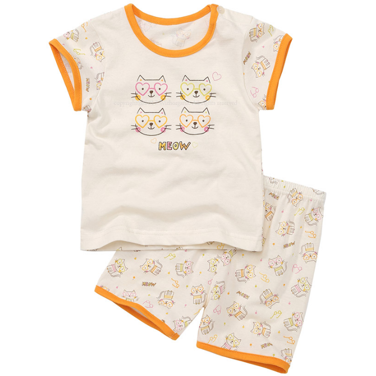 Withorganic Kids Short Sleeve Pajama Set - Heart Cat