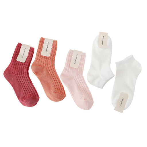 Withorganic Kids Socks 5pcs - Pink