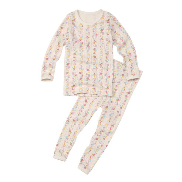 Withorganic Kids Long Sleeve Pajama Set - Pink Flower 2pcs